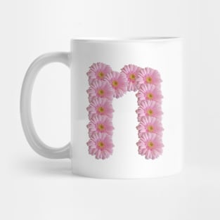 Letter n Pink Gerbera Daisy Mug